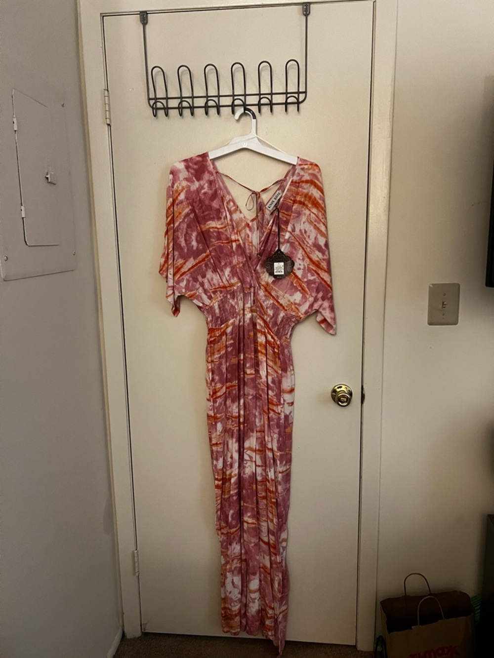 Knox Rose Boho Tie-Dye Maxi Dress in Pink & Orange